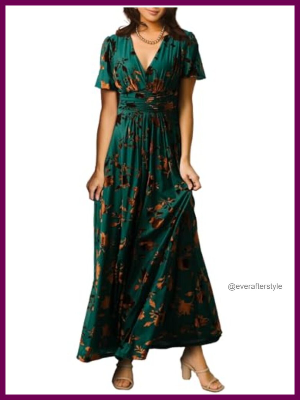 Velvet V Neck Maxi Dress Short Sleeve A-Line Formal Wedding Guest